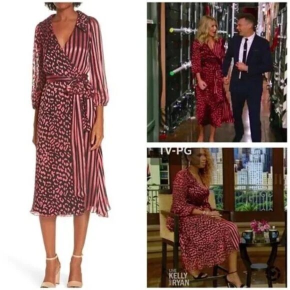 Alice + Olivia Silk Blend Wrap Dress Striped Animal Print size 2 - Picture 6 of 7